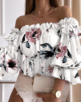 Casual Boat Neck Floral Regular Fit Shirt - thumbnail