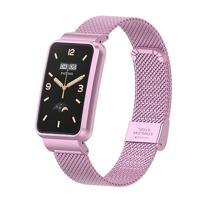 By Qubix - Milanese bandje met case - Lila - Xiaomi Smart band 7 Pro