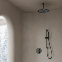 Saniclear Iron inbouw regendouche rond met 20cm hoofddouche, plafondarm en glijstang verouderd ijzer - gunmetal - thumbnail