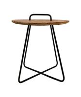 HSM Collection tafel, teak, natuur/zwart, 45 x 45 x 50 cm