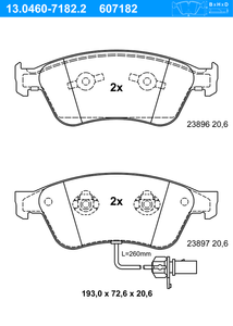 Remblokkenset, schijfrem ATE, u.a. für VW, Audi