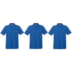 3-Pack maat XL blauw poloshirt premium van katoen voor heren