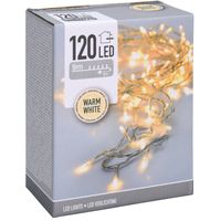 Kerstverlichting transparant snoer met 120 warm witte lampjes 9 meter buiten - thumbnail