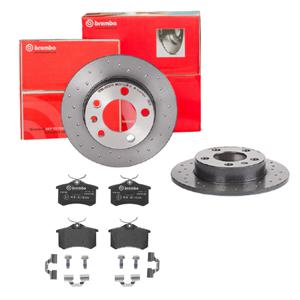 Remmenset, remschijf BREMBO, Remschijftype: Geperforeerd, Inbouwplaats: Achteras: , u.a. für Seat, Audi, Skoda, VW