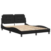 vidaXL Bedframe met hoofdeind kunstleer zwart 140x190 cm, bed, bed ombouw, eenpersoonsbed, bedbodem, slaapkamermeubel, logeerbed, houten bed