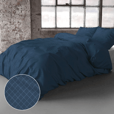 Fresh & Co Chester - Navy Lits-jumeaux (240 x 200/220 cm + 2 kussenslopen) Dekbedovertrek