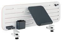 Leitz Ergo Bureau Ophangbord met Laptopstandaard & Accessoires voor een Opgeruimd Bureau, Compatibel met een Bureaudikte van 35mm, Brede Ophangsleuven, Klemmontage, 80cmx25cm, Ergo, Wit, 65490000