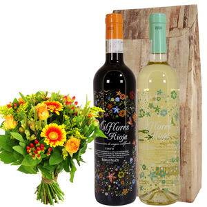 Bloemen en wijngeschenk Milflores Rioja wijn