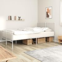 Bedframe met hoofd- en voeteneinde metaal wit 150x200 cm - thumbnail