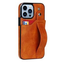 iPhone X hoesje - Backcover - Pasjeshouder - Portemonnee - Handvat - Kunstleer - Lichtbruin