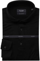 OLYMP SIGNATURE Soft Business Tailored Fit Polo shirt zwart, Effen - thumbnail