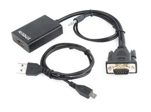 Gembird A-VGA-HDMI-01 video kabel adapter 0,15 m HDMI 19 pin Zwart