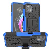 Antislip Motorola Edge 20 Lite Hybrid Case met Standaard - Blauw / Zwart - thumbnail