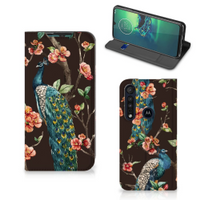 Motorola G8 Plus Hoesje maken Pauw met Bloemen