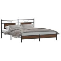 vidaXL Bedframe zonder matras 183x213 cm spaanplaat bruin eikenkleurig, slaapkamermeubels, tweepersoonsbed, bedstee, bed, tweepersoonsbed, bedbodem