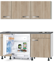 Kitchenette 150cm Padua incl wandkasten en inbouw koelkast RAI-500 - thumbnail