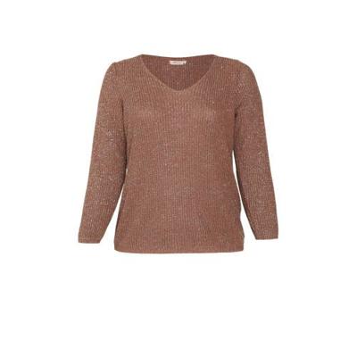 Paprika gebreide trui met glitters donker oranje/zilver