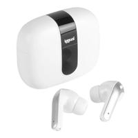 iggual Draadloze hoofdtelefoon met microfoon, Bluetooth 5.3, hoofdtelefoon met ruisonderdrukking, hoofdtelefoon met touch-bediening, inclusief oplaadhoes type C met display (wit)