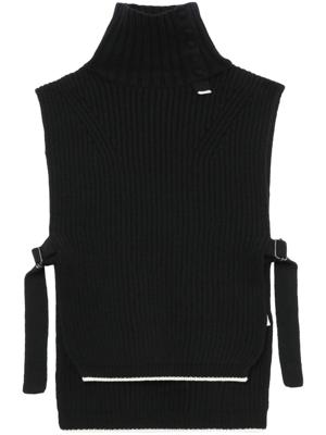 Y's Ribgebreide spencer met col - Zwart