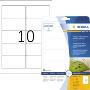 Herma 8018 Folie-etiketten 96 x 50.8 mm Folie, glanzend Transparant 250 stuk(s) Permanent hechtend Laser (zwart/wit), Kopiëren (zwart/wit), Laser (kleur),