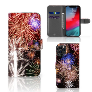 Apple iPhone 11 Pro Max Wallet Case met Pasjes Vuurwerk