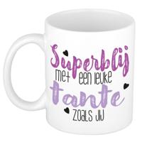 Bellatio Decorations Cadeau koffie/thee mok voor tante - paars - super blij - keramiek   - - thumbnail