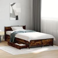 vidaXL Bedframe met lades bewerkt hout gerookt eikenkleurig 75x190 cm, bed, bed ombouw, eenpersoonsbed, bedbodem, slaapkamermeubel, 1 persoonsbed