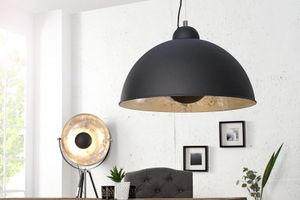 industrieele design hanglamp STUDIO 55m zwart zilver bladlook hanglamp - 36595