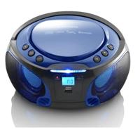 Lenco Boombox SCD-550 Blauw draagbaar met discolichteffect, FM-radio, USB Playback, Bluetooth, AUX-ingang, hoofdtelefoonaansluiting Blauw,Blauw/Zwart