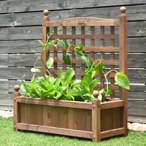 Stevige Houten Plantenbak met Trellis Weerbestendig Bloempot Frame Buiten Trellis Planter Weerbestendig Trellis Planter