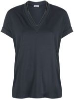 Brunello Cucinelli t-shirt en jersey à ornements métalliques - Bleu