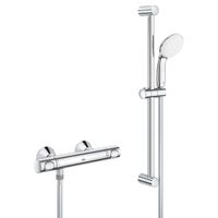 GROHE Grohtherm 500 thermostatische opbouw douchemengkraan met glijstang en handdouche Chroom 34796000 - thumbnail