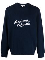 Maison Kitsuné pull en laine à logo brodé - Bleu - thumbnail