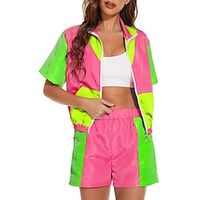 Jaren '80 Hiphop Street Style Outfits Jack Korte broek Sportkleding Schijf Voor heren Dames Kleurenblok Maskerade Feest Dagelijks gebruik Maskerade Jas Lightinthebox - thumbnail