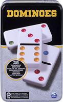 Classic Double 6 Colour Dominoes in Black & Gold Tin Board Game