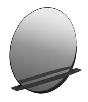 Gorillz Spiegel Alien 60 zwarte ronde wandspiegel met plank, spiegel met rek, badkamerspiegel met metalen frame, wandspiegel van staal, hangende wandspiegel voor hal