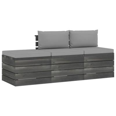 vidaXL 3-delige Loungeset met kussens pallet massief grenenhout