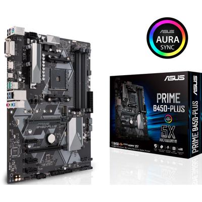 Asus Prime B450-Plus Moederbord Socket AMD AM4 Vormfactor ATX Moederbord chipset AMD® B450