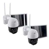 2x Draadloze buiten WiFi draaiende koepelcamera met zonnepaneel