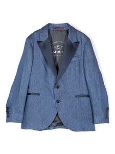 Brunello Cucinelli Kids blazer en lin à revers crantés - Bleu