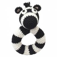 natureZOO ringrammelaar zebra gehaakt 14 cm zwart/wit