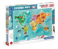 Clementoni legpuzzel Exploring Maps: Dieren 250 stukjes