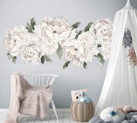 Muursticker - Pioenroos Bloemen / Wit - thumbnail