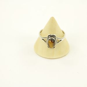 Zilveren Ring met Tijgeroog Maat 19,5 (Sterling Zilver 925)