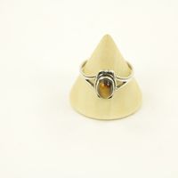 Zilveren Ring met Tijgeroog Maat 19,5 (Sterling Zilver 925) - thumbnail