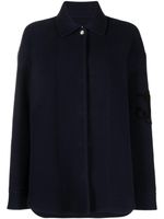 Jil Sander veste en laine vierge à logo brodé - Bleu - thumbnail