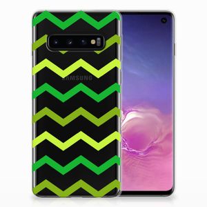 Samsung Galaxy S10 TPU bumper Zigzag Groen