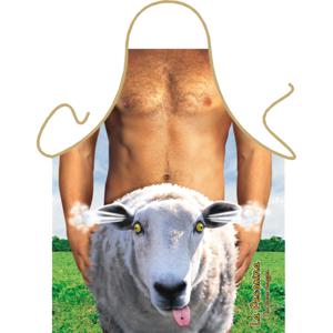 Keukenschort Man met schaap - fun cadaeau met foto print - Heren - BBQ schort - Suggestief   -