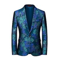 Feestblazer voor heren, regular, regular fit, gebloemd, enkele rij knopen, één knoop, blauw oranje 2024 Lightinthebox - thumbnail