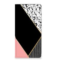 Motorola Moto G73 Stand Case Zwart Roze Vormen